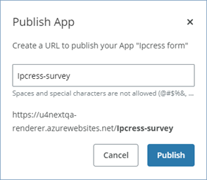 App publish window