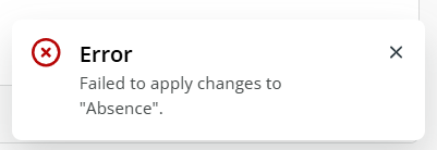 Confirmation error message