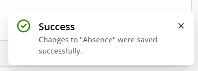 Confirmation success message