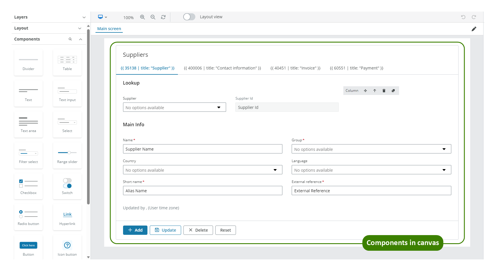 Drag and drop component example