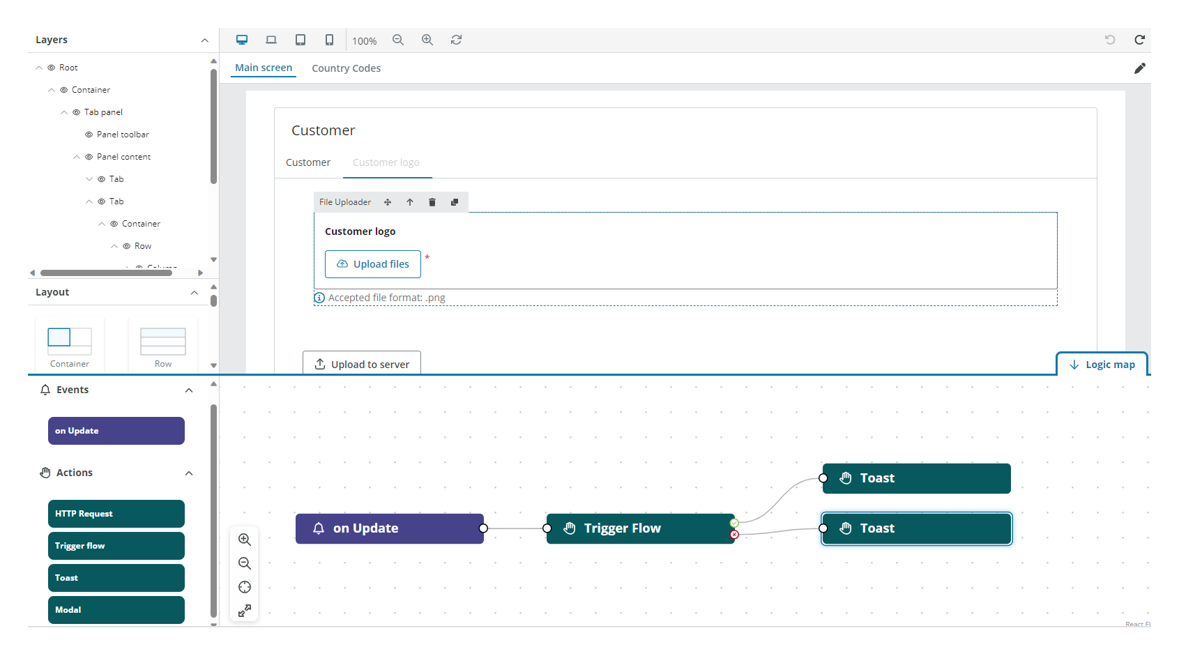 File uploader logic map