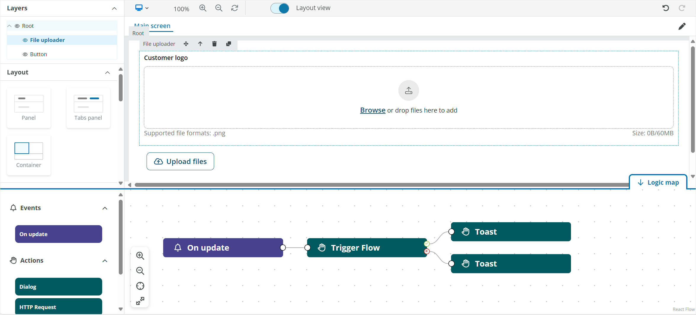 File uploader logic map