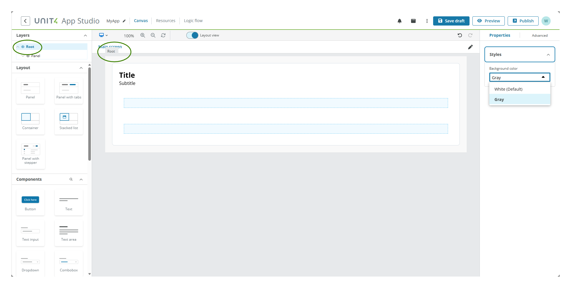 Root component
