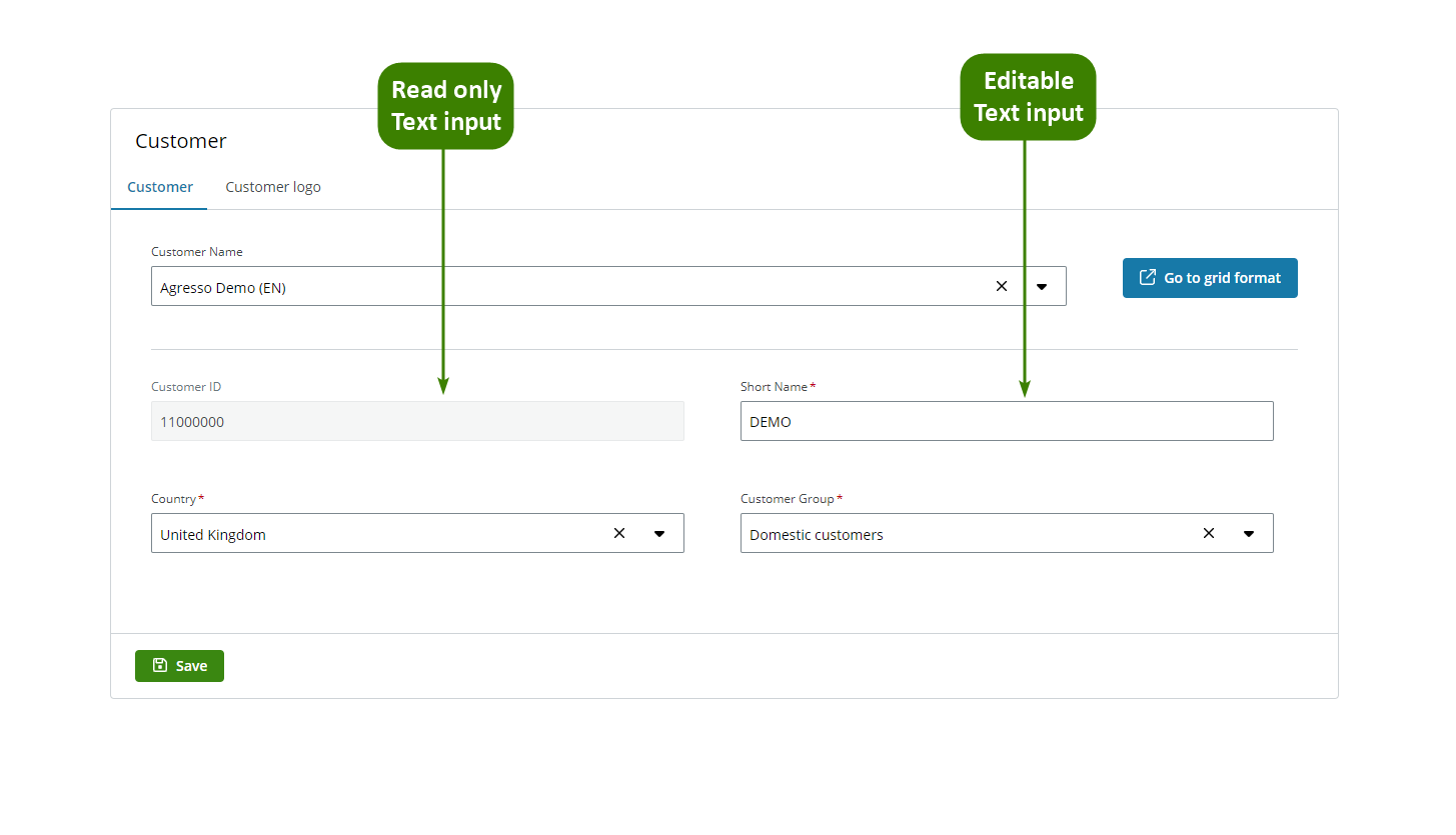 Text input component