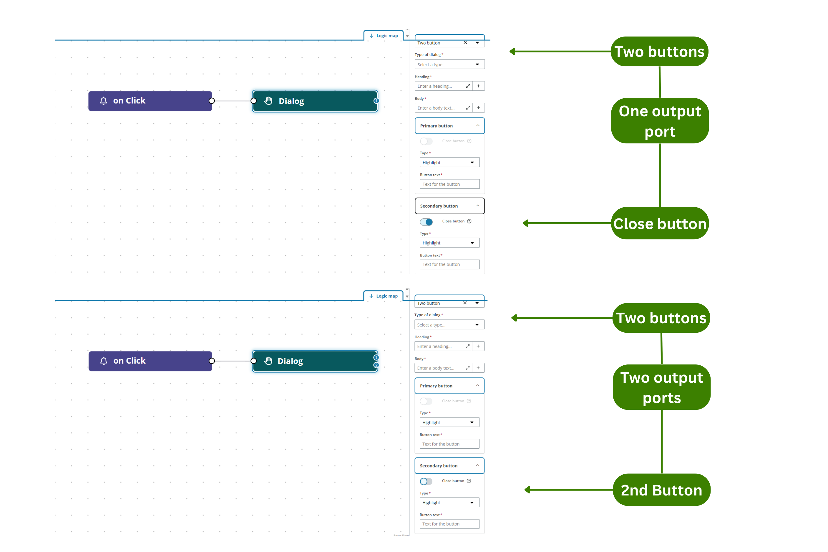 Dialog two buttons