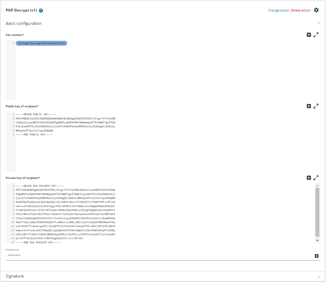 PGP Decrypt basic configuration