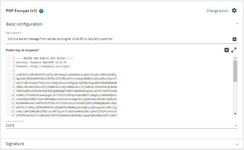 PGP Encrypt basic configuration