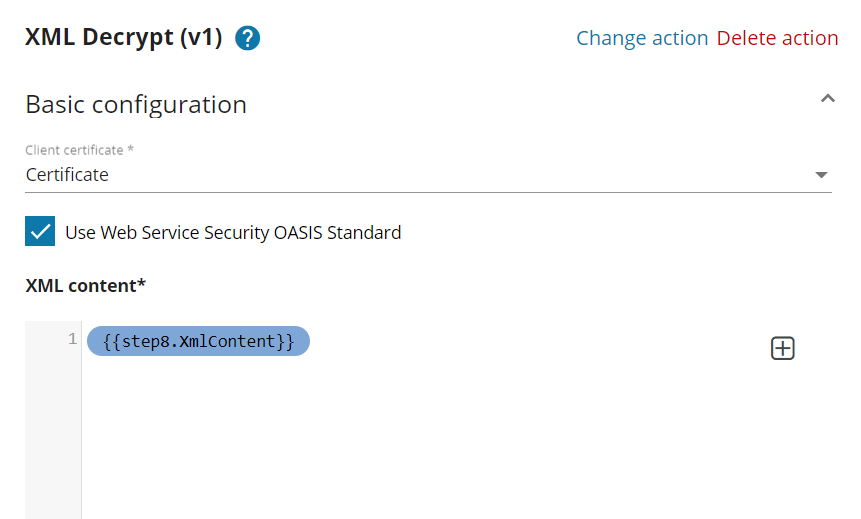 Xml Decrypt basic configuration