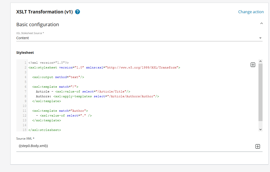 Configuring XSLT Transformation