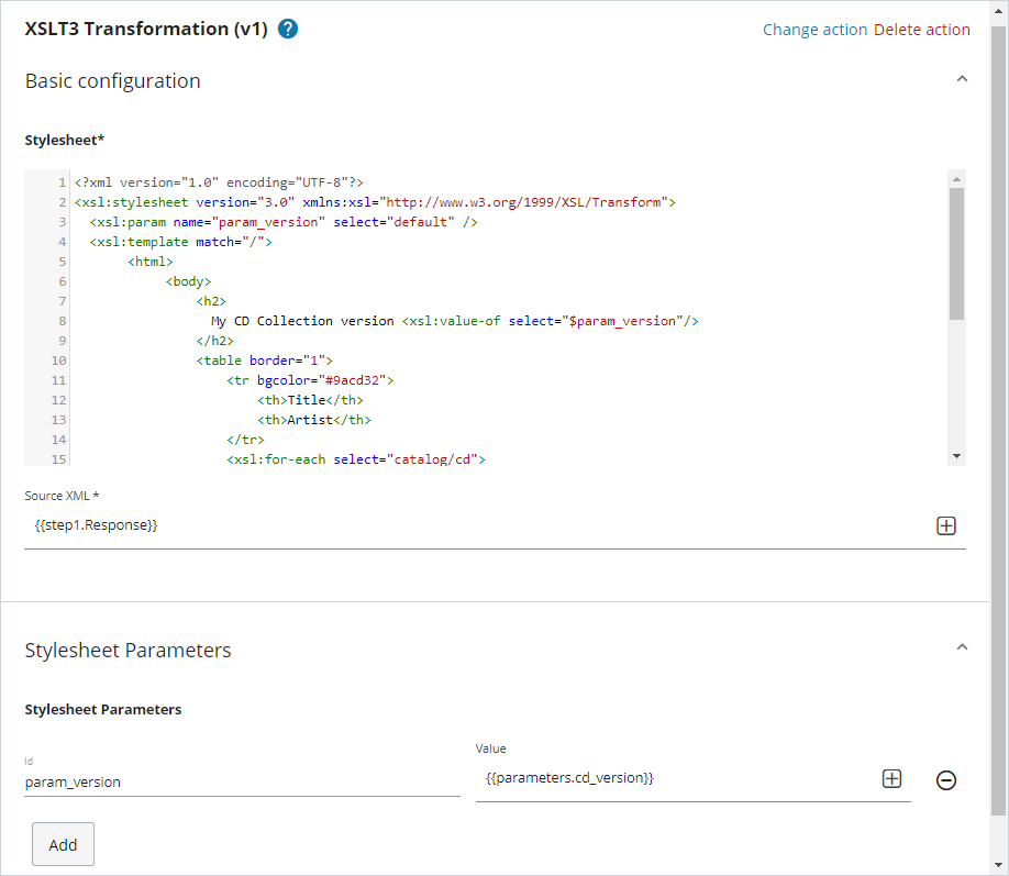 Xslt3 Transformation Config