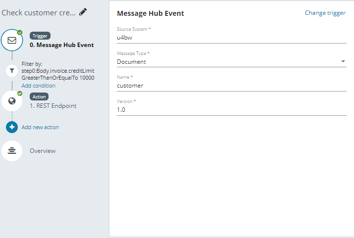 Message Hub Event Config