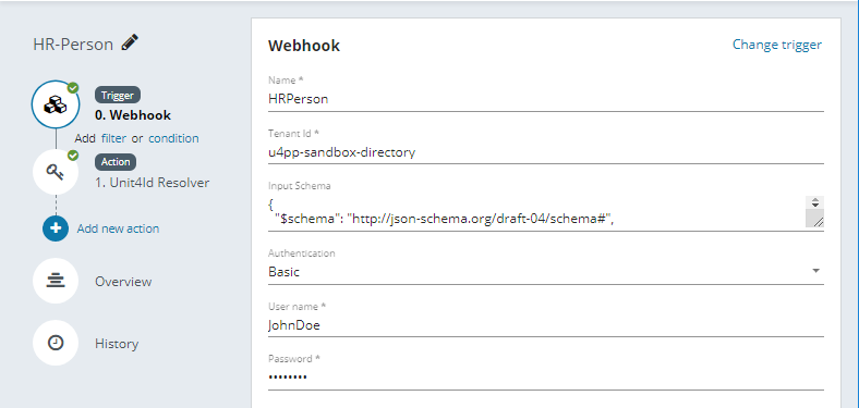 Webhook basic authentication