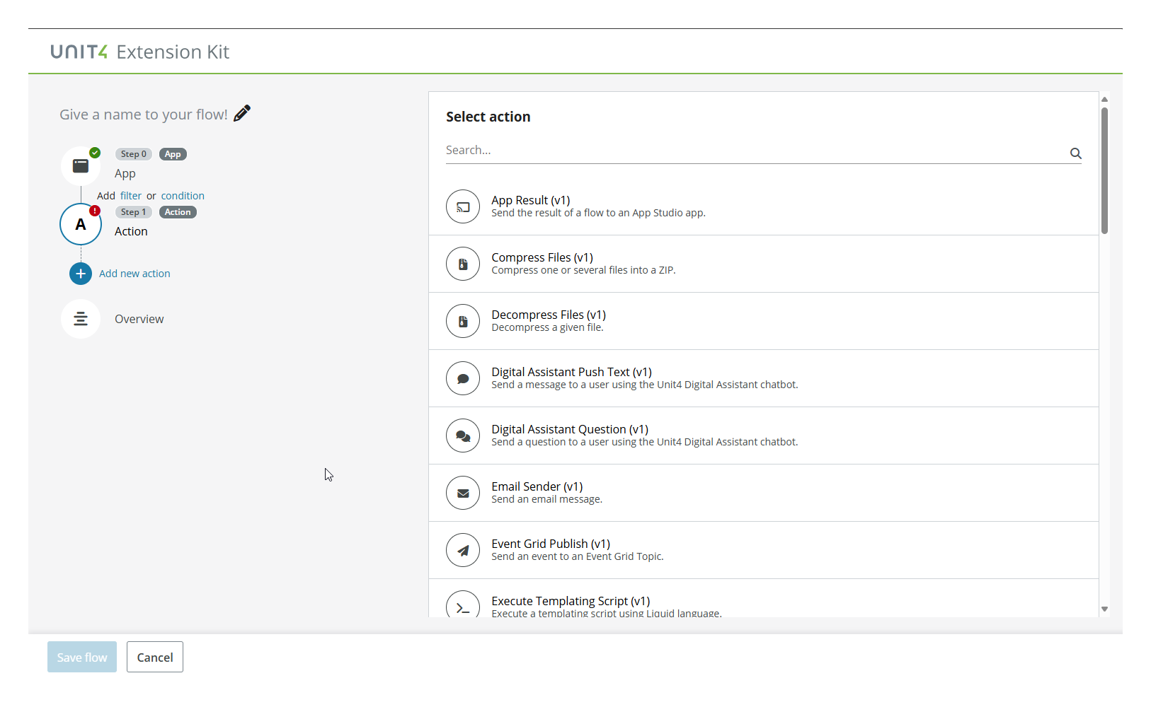 Add flow, action overview
