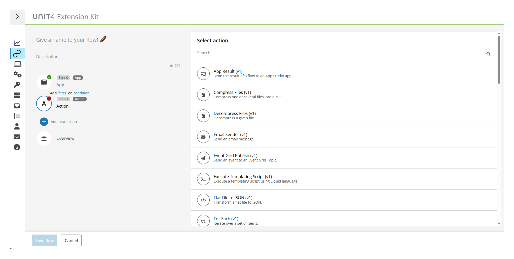 Add flow, action overview