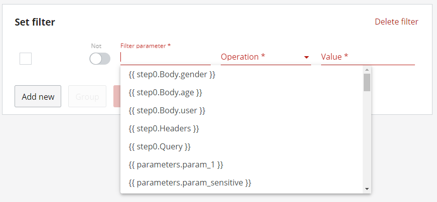 Add flow, filtering: suggestions