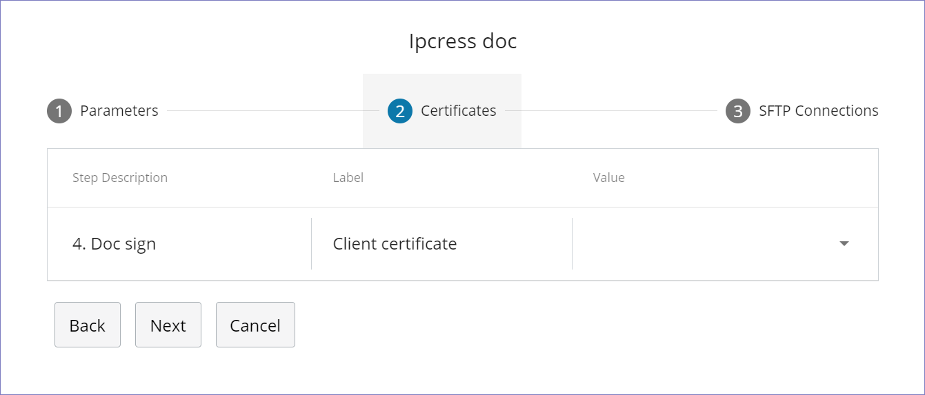 Define certificates for imported flow