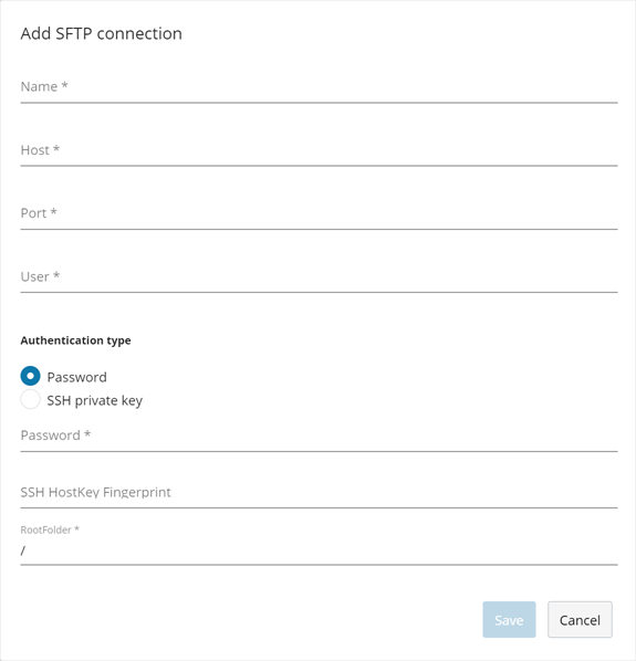 SFTP add connection window