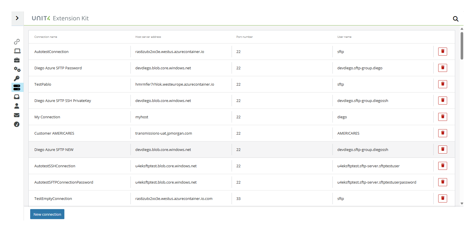 SFTP Connections window
