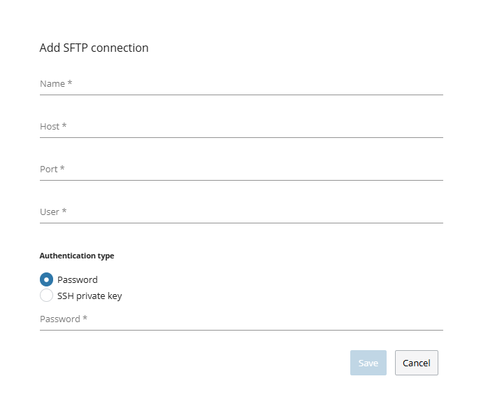 SFTP add connection window