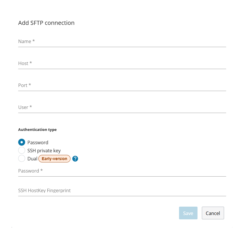 SFTP add connection window